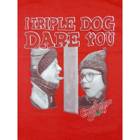 Vintage Deadstock A Christmas Story Tee Shirt Red Dog Dare Movie Men's Medium - Picture 3 of 8